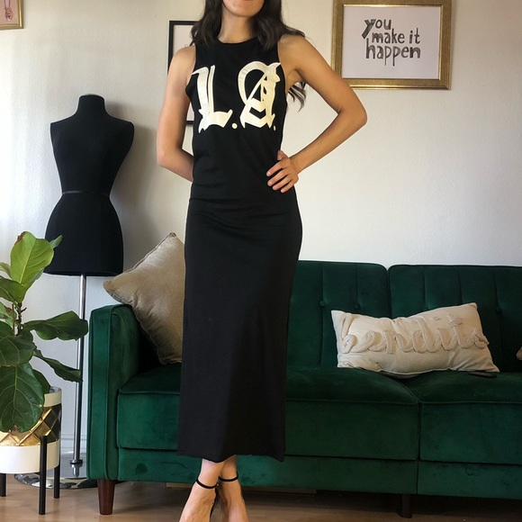 Dresses & Skirts - Black LA Maxi Dress Enlarged Armholes Side Slits